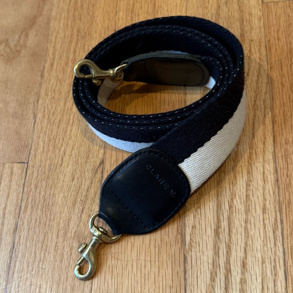 Clare V, Black and White Stripped, Crossbody Strap